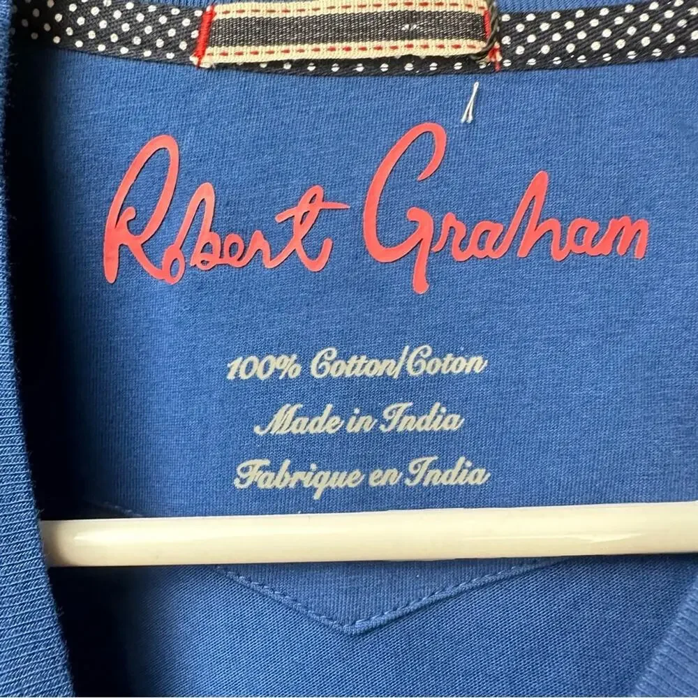 Robert Graham T-Shirt Douvier Racing Graphic Blue Size Men's Medium NWT